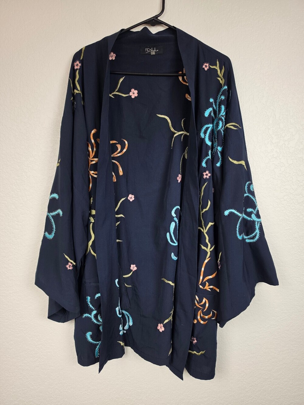 Anthropologie RD & Koko Embroidered Floral Kimono Cardigan